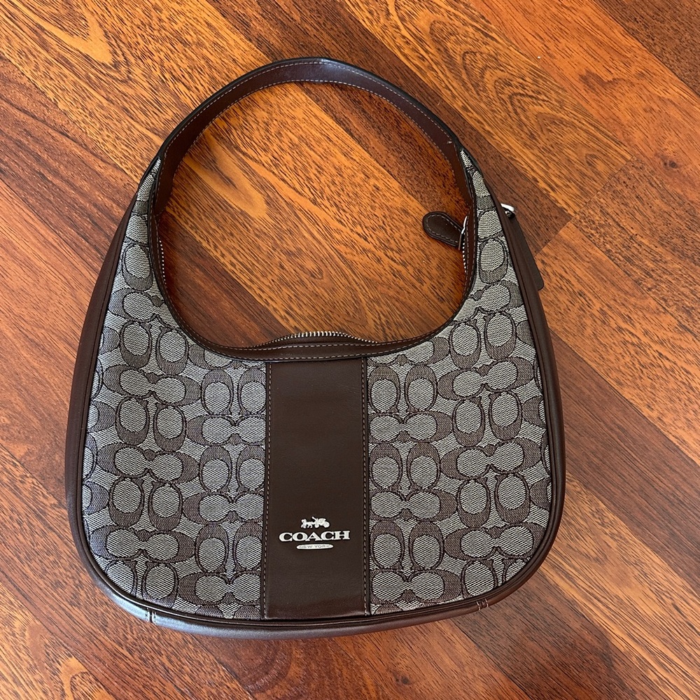 Coach Black and Brown Signature Shoulder Bag